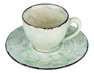 Кофейная пара 150мл "Нежно-зеленый"  из керамики