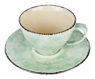 Чайная пара Five o'clock 2 "Нежно-Зеленый с белым" из керамики