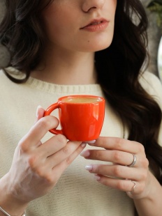 Кружка чашка керамическая кофейная чашка эспрессо 100 мл оранжевая из керамики