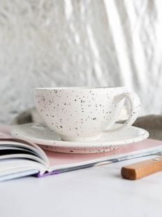 Кружка для кофе чайная пара набор чашка для чая белый мрамор из керамики