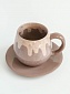 Чайная пара керамическая 300 мл для кофе коричневая