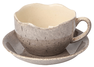 Чайная пара волна серая из керамики