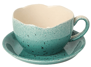 Чайная пара волна изумруд из керамики