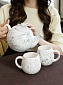 Сервиз чайный белый керамика чайник и 2 кружки